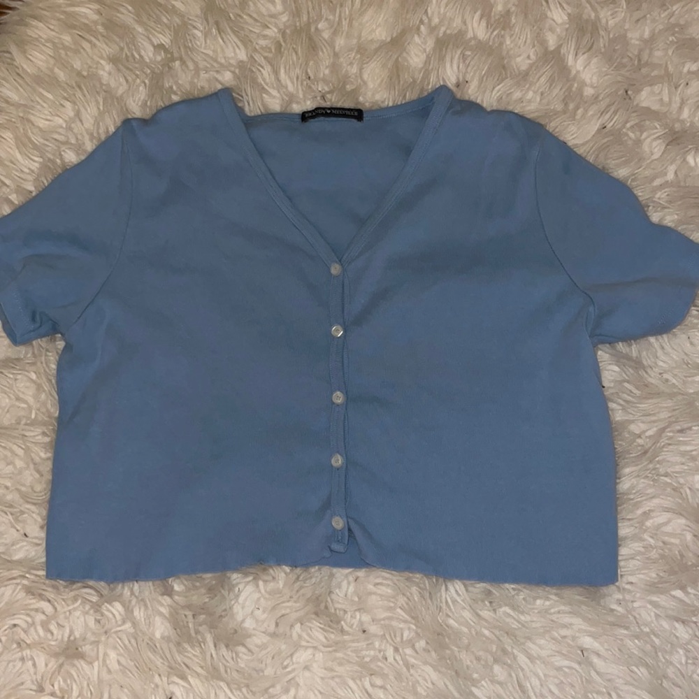 Blue Brandy Melville button up crop top!!